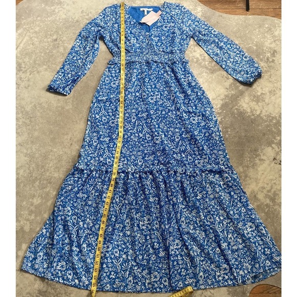 AVEC LES FILLES Tiered Floral Maxi Long Dress Daphne Blue Womens Size 4‎ … - Picture 7 of 13
